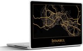 Laptop sticker - 15.6 inch - Kaart - Istanbul - Goud - Zwart - 36x27,5cm - Laptopstickers - Laptop skin - Cover