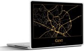 Laptop sticker - 10.1 inch - Kaart - Gent - Simpel - Goud - Zwart - 25x18cm - Laptopstickers - Laptop skin - Cover