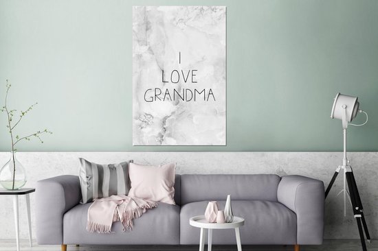 Décoration murale Métal - Peinture Aluminium Industrielle - Citations - J'aime Mamie - Proverbes - Mamie - 80x120 cm - Dibond - Photo sur aluminium - Décoration murale industrielle - Pour le salon / chambre