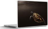 Laptop sticker - 12.3 inch - Schildpad - Zwart - Goud - 30x22cm - Laptopstickers - Laptop skin - Cover