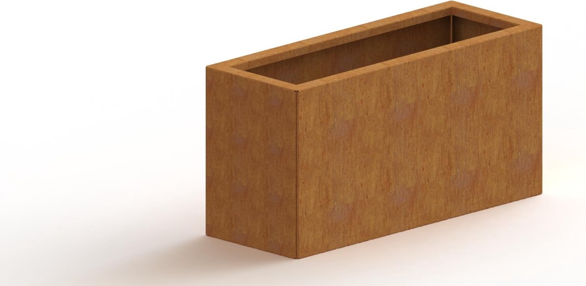 Cortenstaal plantenbak - Rechthoek - 80x30x40cm - Roestkleur - Met bodem - MySteel