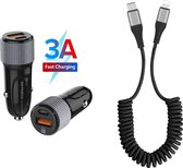 Premium Autolader met 1x USB 3.0 1x USB-C PD 36W aansluiting - USB C Oplader - Snellader - Geschikt voor Apple iPhone en andere smartphones