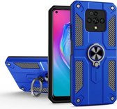 Voor Tecno Camon 16 Premier koolstofvezelpatroon PC + TPU-beschermhoes met ringhouder (donkerblauw)