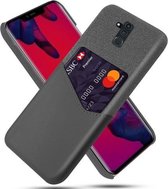 Voor Huawei Mate 20 Lite Doek Textuur PC + PU lederen achterkant Schokbestendig hoesje met kaartsleuf (grijs)