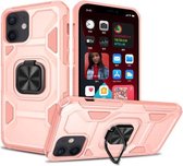 Knight Cool Series pc + TPU schokbestendig hoesje met magnetische ringhouder voor iPhone 11 (roségoud + perzikroze)