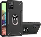 Voor Samsung Galaxy A71 PC + TPU-beschermhoes met 360 graden draaibare ringhouder (zwart)