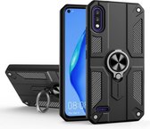 Voor LG K22 koolstofvezelpatroon pc + TPU-beschermhoes met ringhouder (zwart)