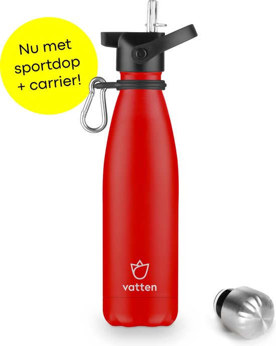 vatten-premium-rvs-thermosfles-500-ml-rood-waterfles-met-rietje
