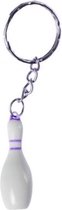 sleutelhanger bowling-kegel 4 cm wit/paars