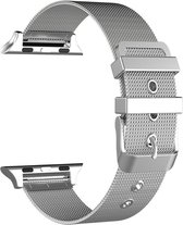 By Qubix Milanese met gesp bandje - Zilver - Geschikt voor Apple Watch 42mm - 44mm - 45mm - Ultra - 49mm - Compatible Apple watch bandje - smartwatch
