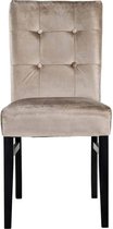 Eetkamerstoel beige met knopen stof zwarte poten (r-000SP35873)