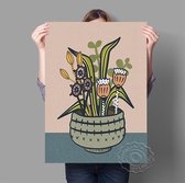 Bloempot Scandinavische Stijl Print Poster Wall Art Kunst Canvas Printing Op Papier Met Waterproof Inkt 21x30cm Multi-color