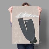 Gray Woman Portret Abstracte Collage Moderne Poster 42x60cm Multi-color