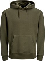 JACK & JONES relaxt fit trui katoen - soft hoodie middeldik - olijfgroen -  Maat: L