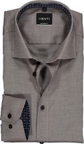 VENTI modern fit overhemd - bruin structuur (contrast) - Strijkvrij - Boordmaat: 44