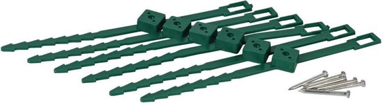 Groene klimplantgeleiders met schroeven.