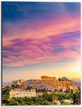 Dibond - Uitzicht op Parthenon Athene  - 30x40cm Foto op Aluminium (Met Ophangsysteem)