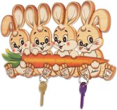 Houten (sleutel) rekje 4 konijnen | Bartolucci