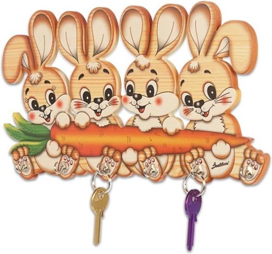 Support en bois (clé) pour 4 lapins | Bartolucci