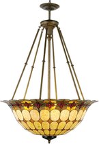 Glazen Tiffany hanglamp compleet 128 *  doorsnede:  92 cm 6x E27 max 60w beige