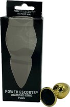 Power Escorts - BR211Sblack - Diamond King Gold Plug Klein - Diameter 2.7 cm - Length 7 cm - Anal Plug - Goud met zwarte steen