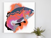 Aurora Zalmkleuren kunst - 100x100 centimeter op Canvas | Foto op Canvas - wanddecoratie