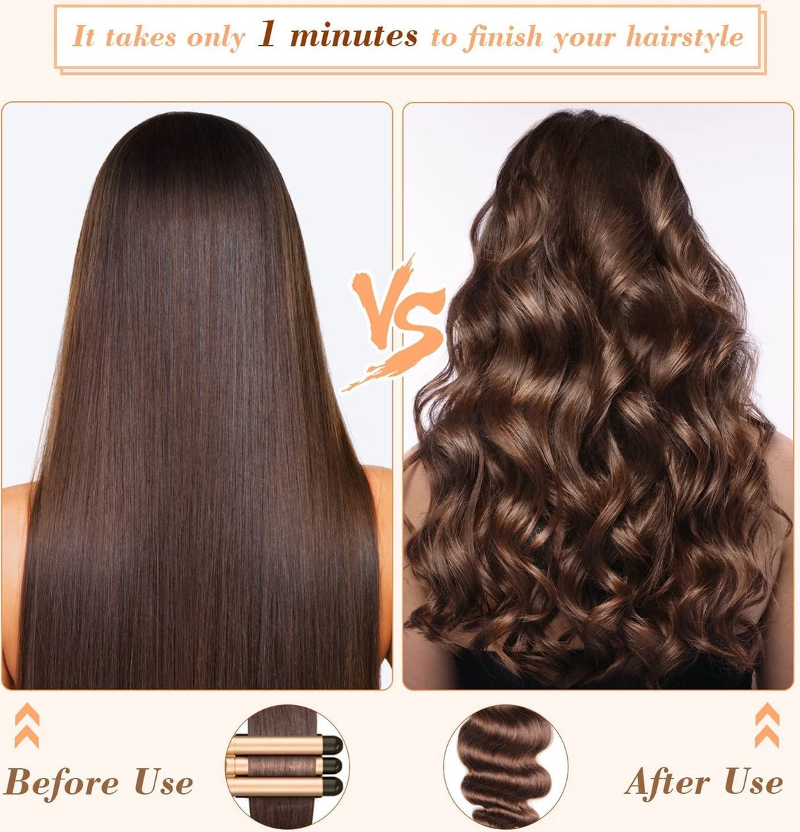 Intelectro Wafeltang 3 Barrels 25 mm Krultang zwart/goud - afbeelding 3