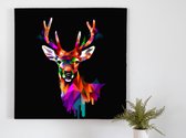 Dave the Deer kunst - 60x60 centimeter op Canvas | Foto op Canvas - wanddecoratie