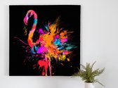 Fiery Flamingo Burst kunst - 40x40 centimeter op Canvas | Foto op Canvas - wanddecoratie