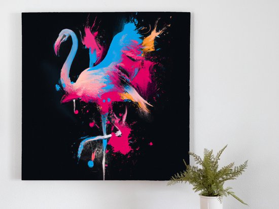 Fiery flamingo burst | Fiery Flamingo Burst | Kunst - 60x60 centimeter op Canvas | Foto op Canvas