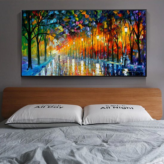 Allernieuwste.nl® Peinture sur Toile Paysage Abstrait - Art - Grafitti Moderne Abstrait - Affiche - 60 x 120 cm - Couleur