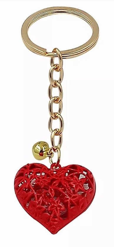 Akyol - Hartjes – Sleutelhanger – sleutelhanger hartje -Hartjes sleutelhanger-valentijnsdag cadeau – Liefde – Valentijnsdag – Love – Hart – Hart sleutelhanger – Liefde cadeau – Rood – Goud – Valentijns cadeau