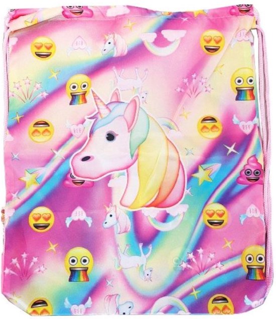 Gymtas Unicorn eenhoorn rainbow regenboog rugtas - tas - rugzak - gymtas - kinderrugzak - 35cm x 28cm - Roze -eenhoorn ruzgzak -unicorn trekkoord rugtas -unicorn gymtas