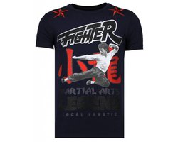 Fighter - Bruce Lee T-shirt Rhinestones - Navy