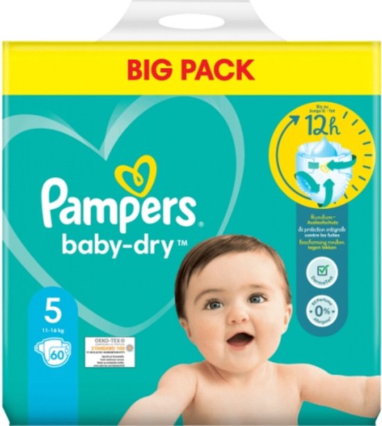 Pampers - Bébé Dry - Taille 5 - Mega Pack - 108 couches