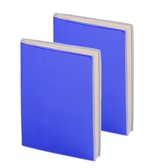 Pakket van 8x stuks notitieblokje blauw met zachte kaft en plastic hoes 10 x 13 cm - 100x blanco paginas - opschrijfboekjes