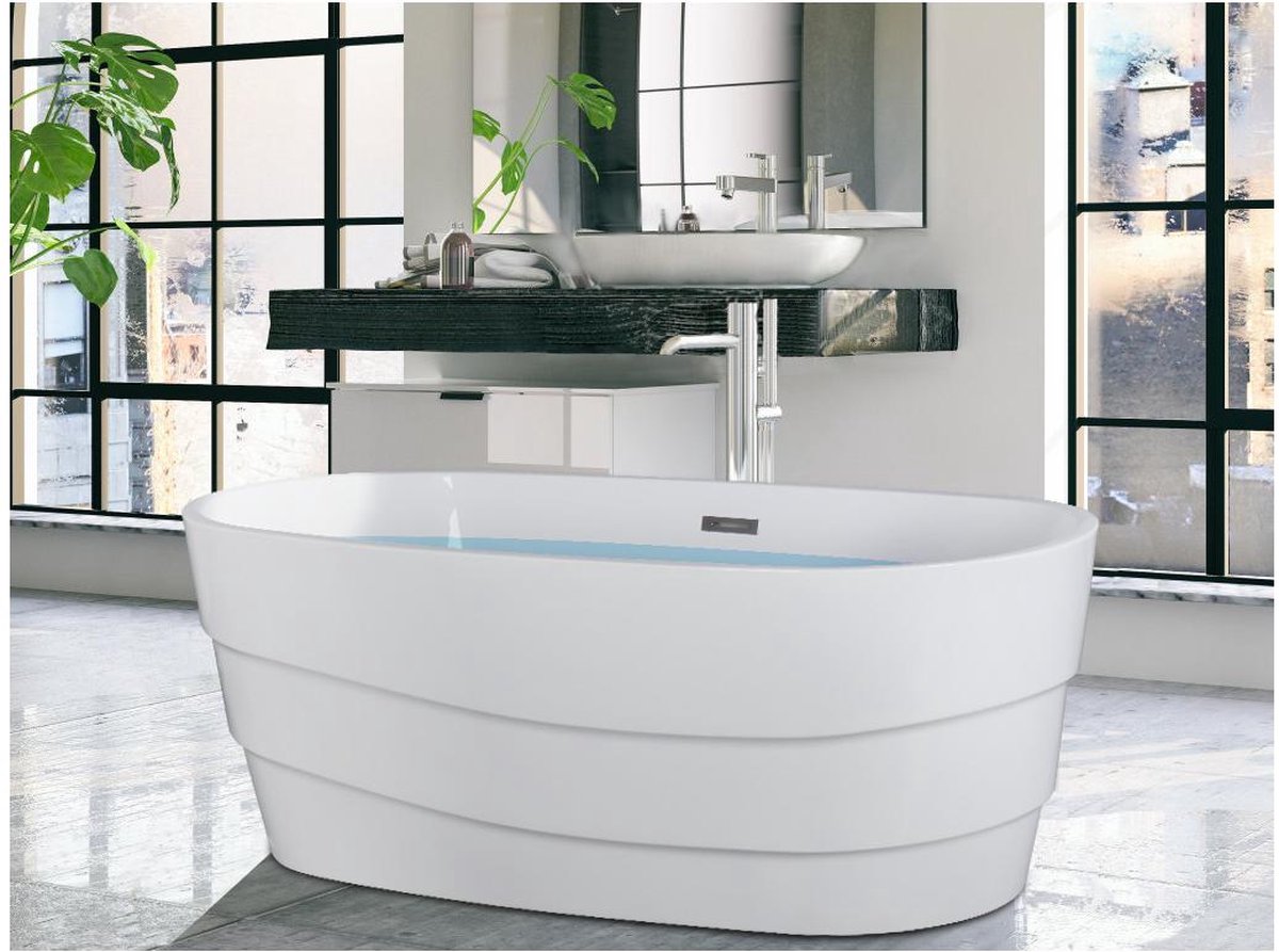 Shower & Design Vrijstaand designbad - 200 L - 150 x 72 x 58 cm - Wit - DOMINIKA L 150 cm x H 58 cm x D 72 cm