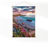 Textielposter Kleurrijke kust M (55 X 40 CM) - Wandkleed - Wanddoek - Wanddecoratie