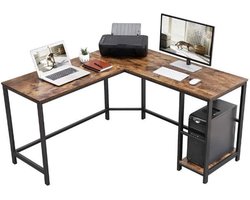 Rocket - MIRA Home - Bureau - Laptop tafel - L-vormig - Hout/Metaal - Bruin/Zwart - 138x138x75
