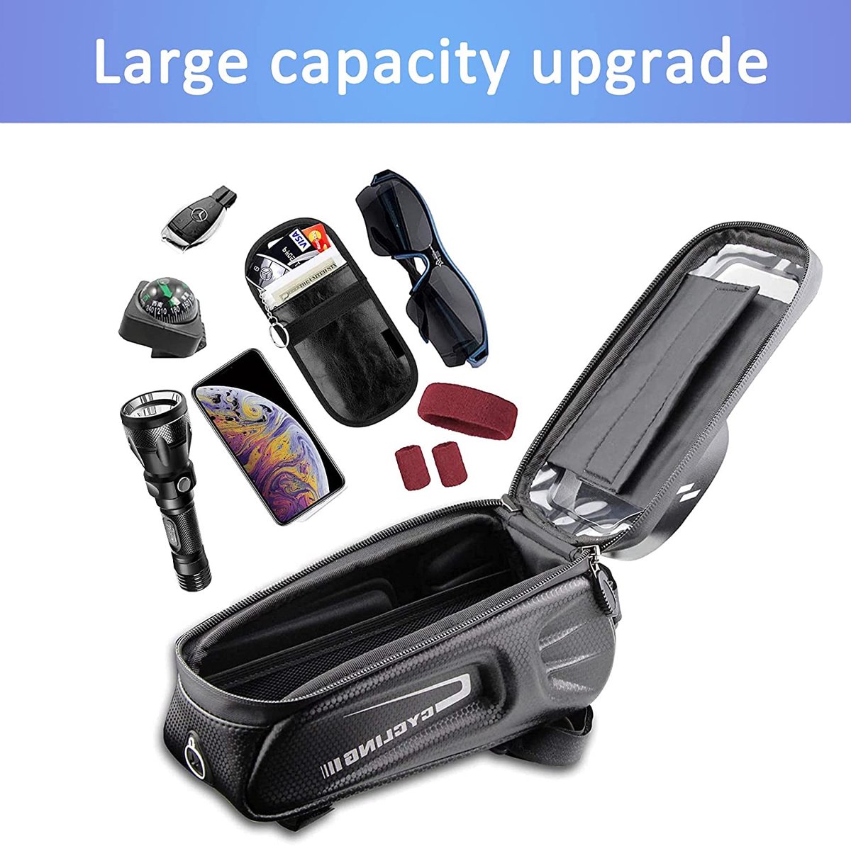 3 in 1 waterdichte rolltop fietstas set 40-52L grijs - 100% reflectie - hoge zichtbaarheid - fietstas - rugtas - schoudertas