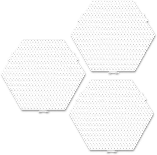 SES Creative - Beedz - Strijkkralen Grondplaten - 3 Stuks - Hexagon (Zeshoek) - Koppelbaar - Vanaf 5 Jaar