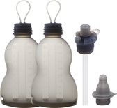 Pure Moms - Sacs de conservation pour lait maternel - Biberons - Réutilisables - 2 pièces - Y compris attache-tétine durable + attache-paille - Biberons Allaitement 260 ML - Sans BPA