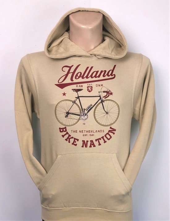 Hoodie Holland bike nation beige | Maat L