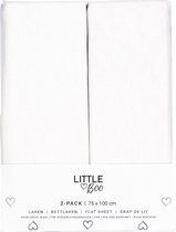 Little Boo Laken Wieg - Uni Wit - 2-pack - 75x100
