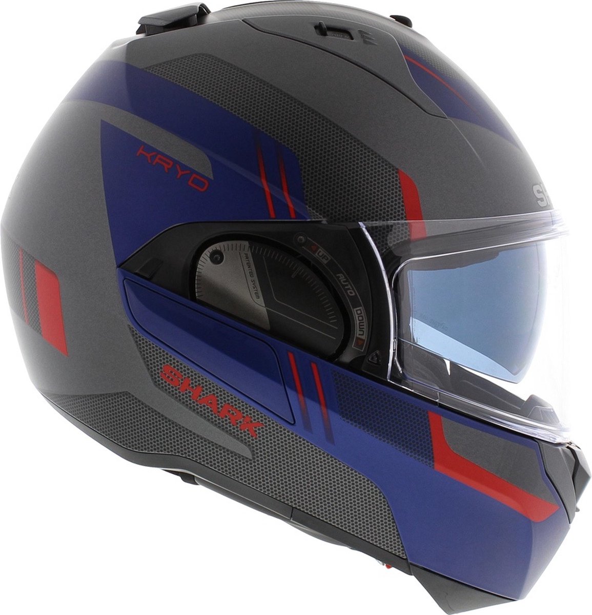 Shark Evo ES Kryd Mat Antraciet Blauw Rood ABR Systeemhelm - Maat XS - Helm – foto 3