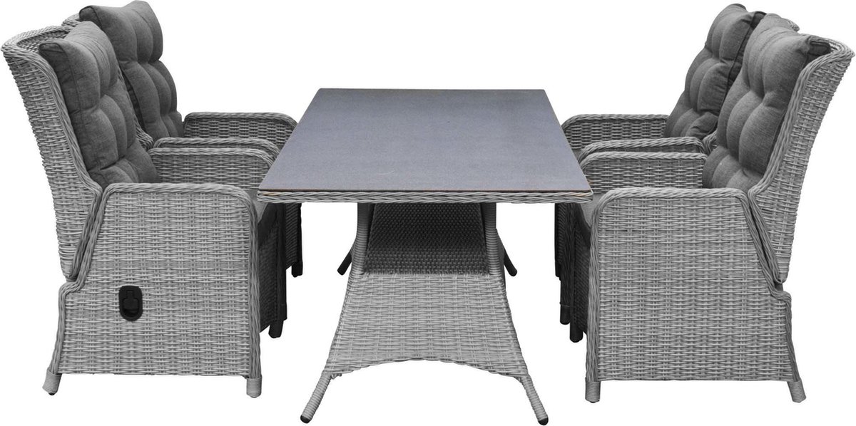 5-delige tuinset | 4 Dublin verstelbare stoelen (MG) | 180cm tafel (Keramiek)