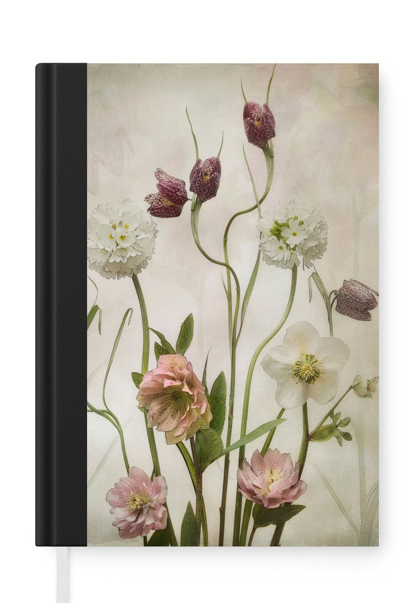 Notitieboek - Schrijfboek - Bloemen - Lente - Tuin - Stilleven - Notitieboekje klein - A5 formaat - Schrijfblok