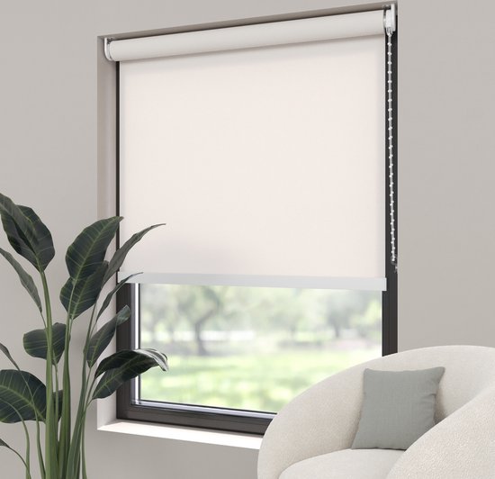 Dutchblinds Rolgordijn - lichtdoorlatend - Sneeuw Wit - 160x275cm - Raamdecoratie op maat