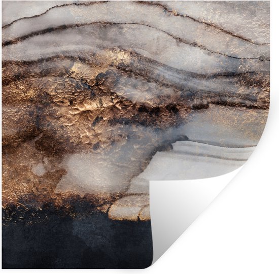 Stickers muraux - Storm - Or - Abstrait - 120x120 cm - Film Adhésif XXL