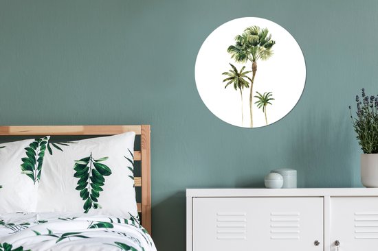 WallCircle - Stickers muraux - Cercle de papier peint - Jungle - Arbre - Vert - 50x50 cm - Cercle mural - Autocollant - Autocollant papier peint rond